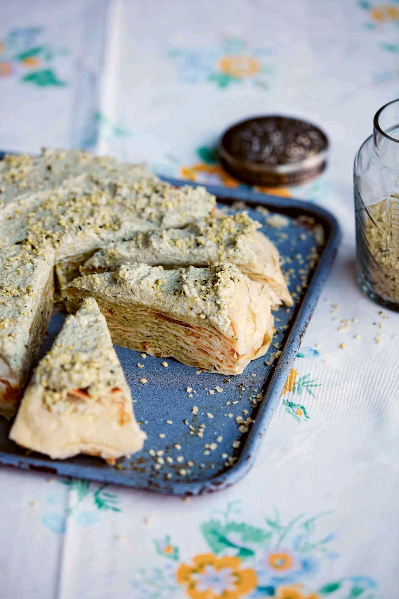Moldavian layered pie with hemp cream