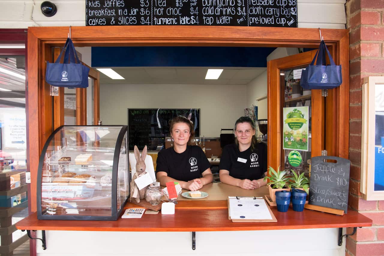 Sam Fisher (left), manager at Moon Rabbit and one of her trainees.