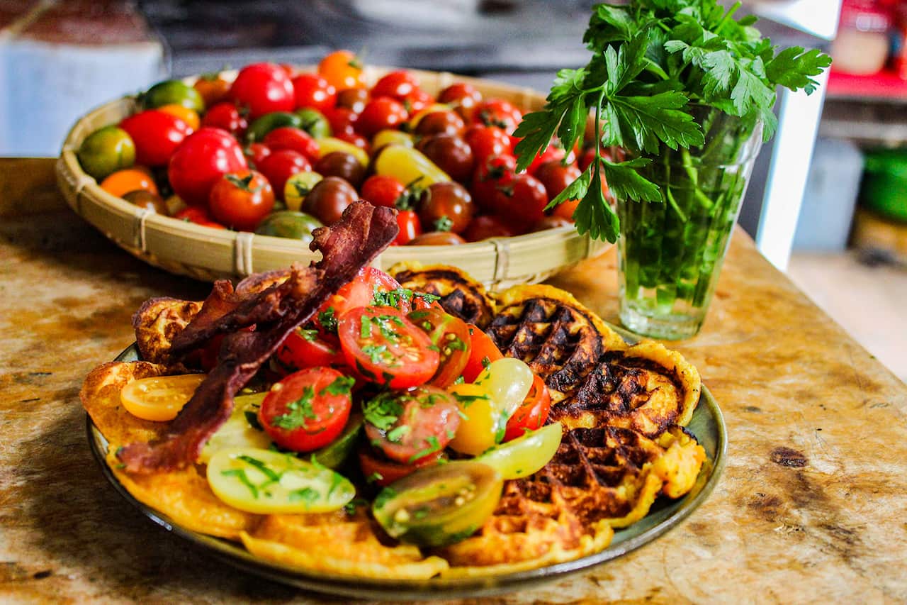 Roasted butternut squash waffles 
