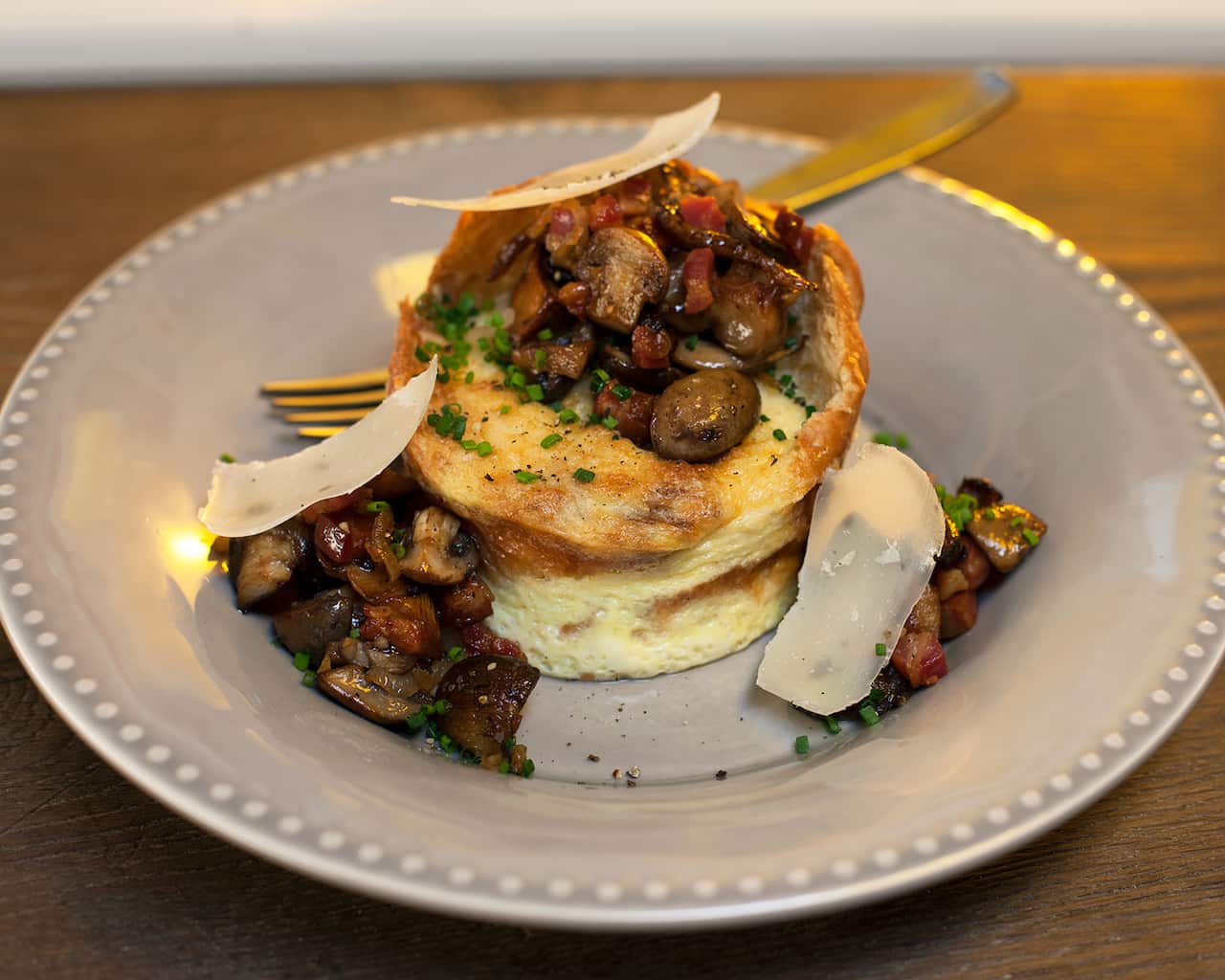 Mushroom croissant bake