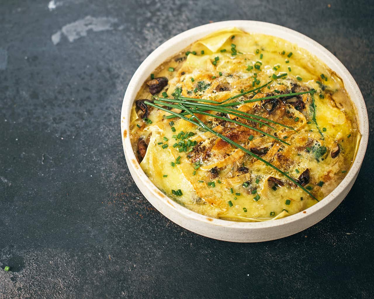 Open mushroom lasagne