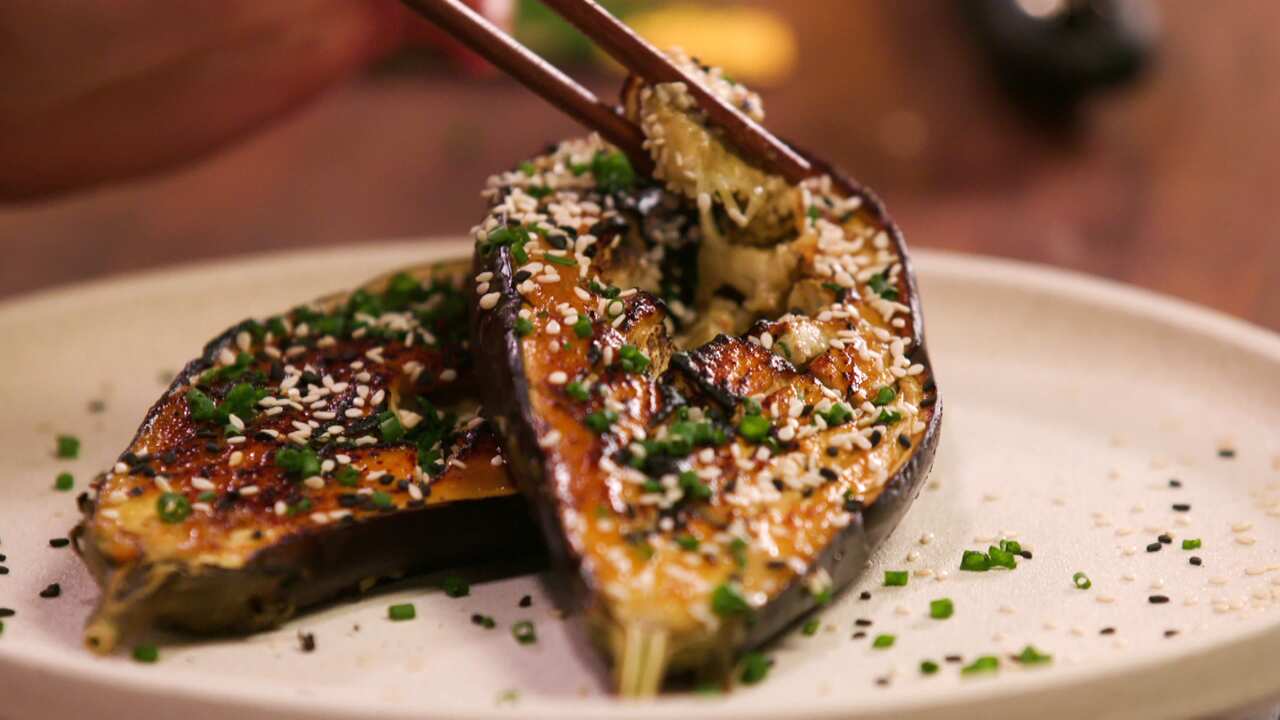 Eating nasu dengaku Diana Chan