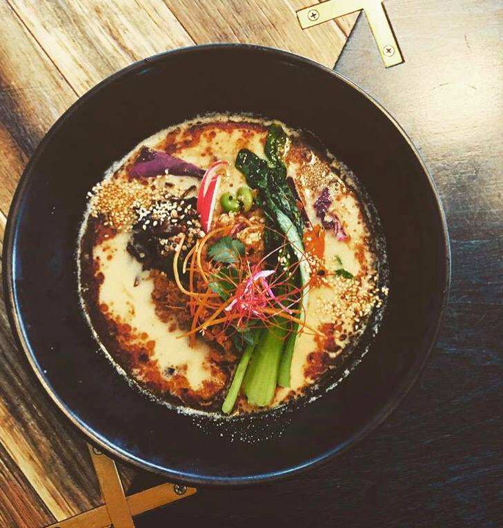 More than 20 ingredients make up the veggie ramen at Neko Neko.