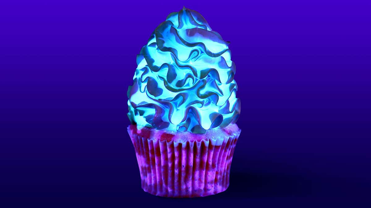 Neon galaxy cupcake