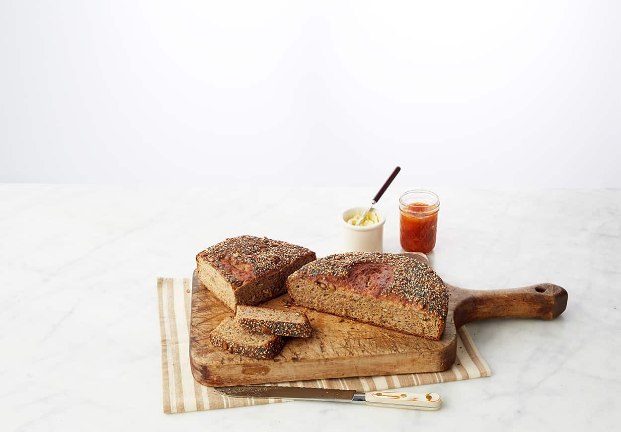 No-knead seeded overnight bread