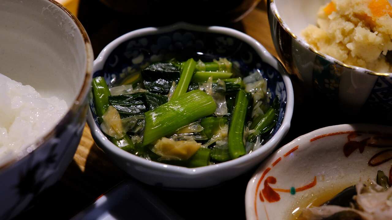 Japanese obanzai food - mustard greens