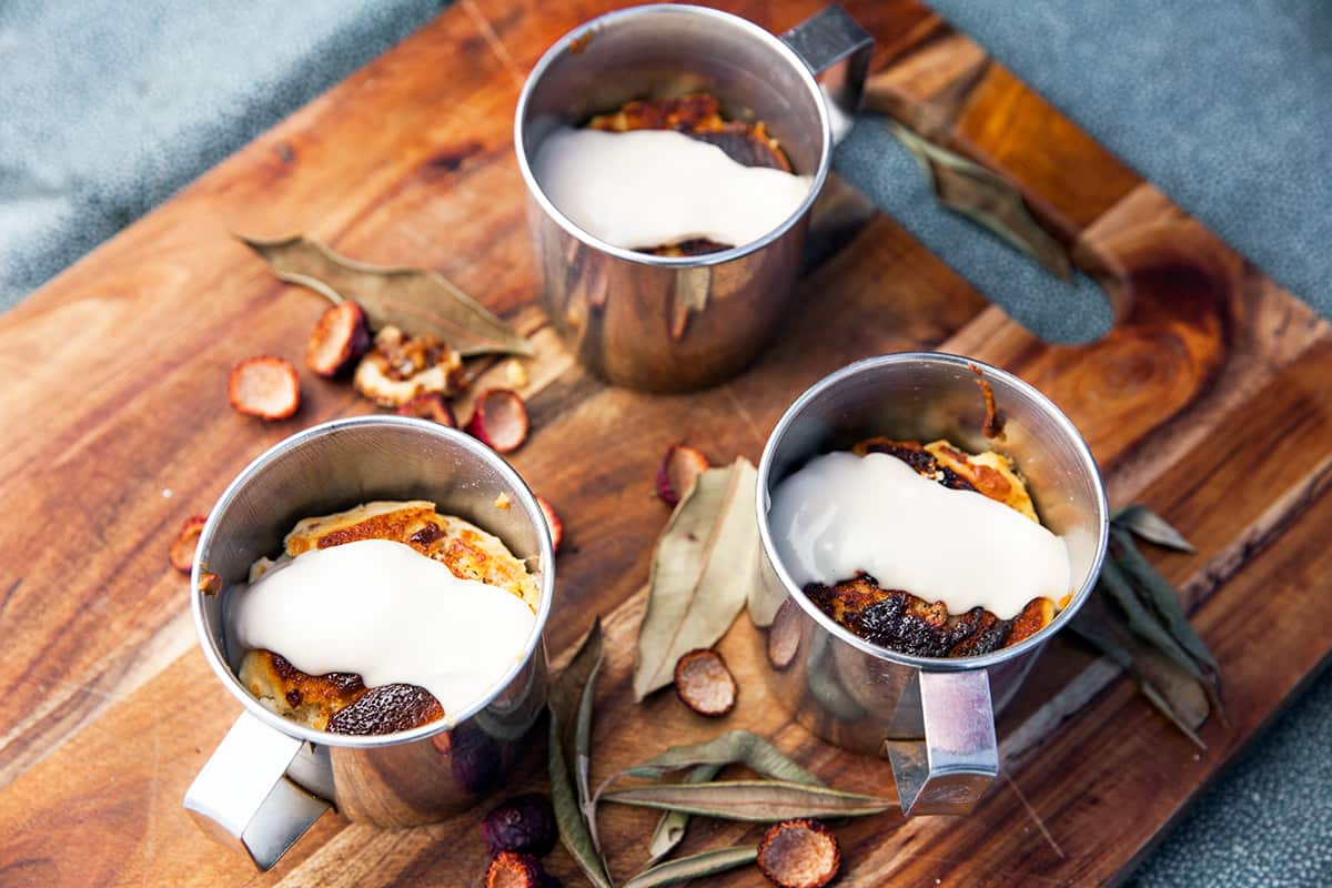 Wattleseed and quandong puddings