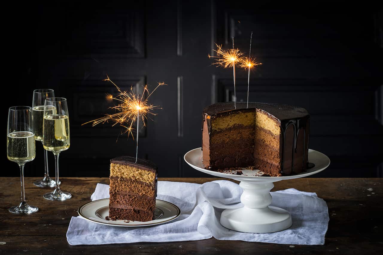 Ombre mocha layer cake