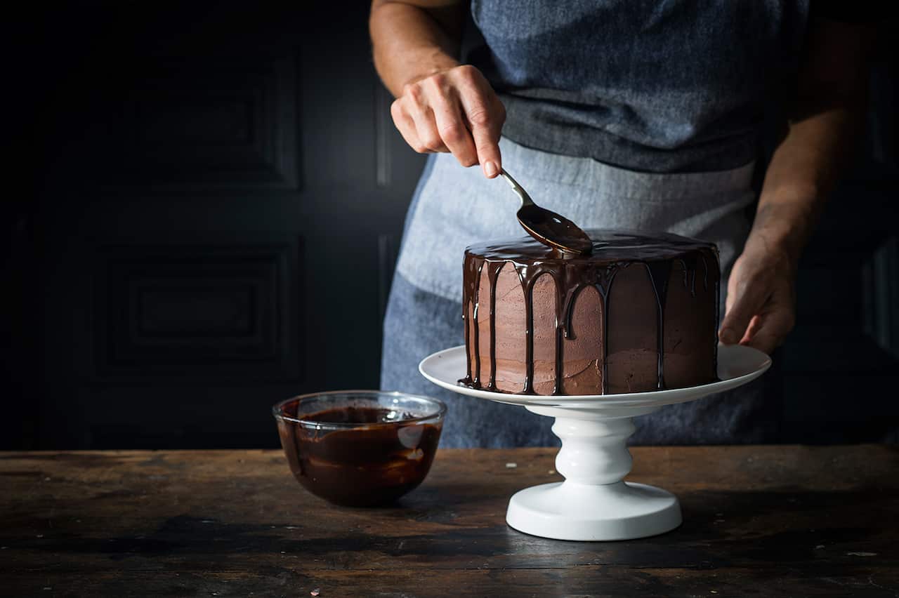 Ombre mocha layer cake
