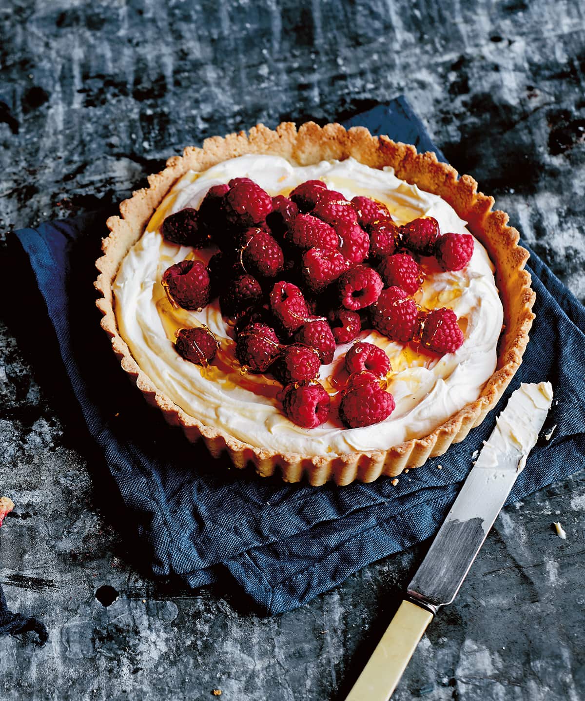 Creamy raspberry and orange tart