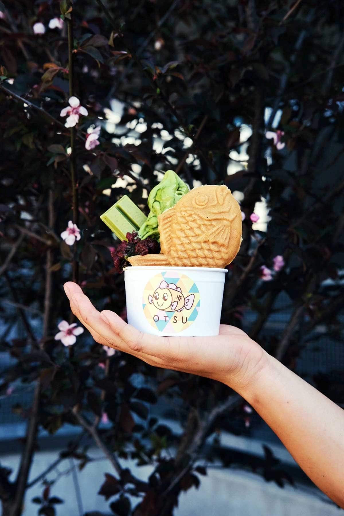 Otsu taiyaki with matcha soft serve