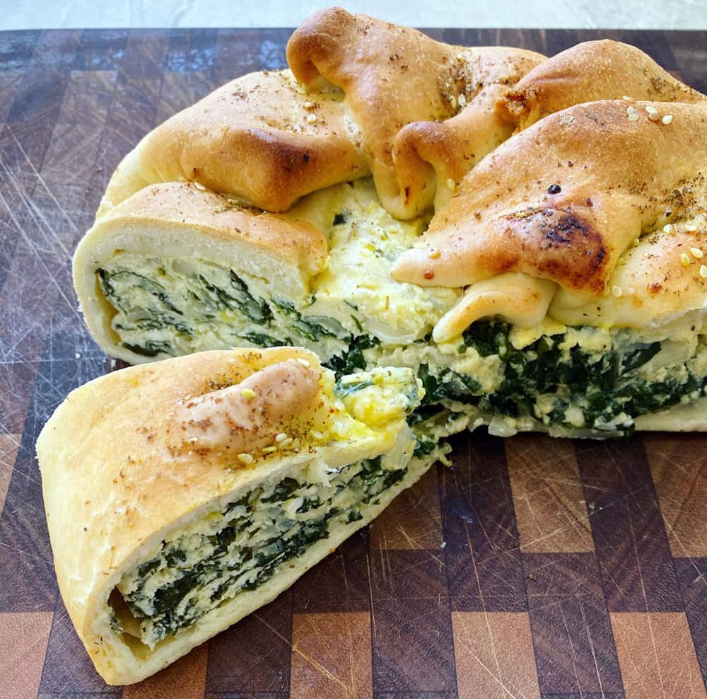 Paola's rustic greens and ricotta pie