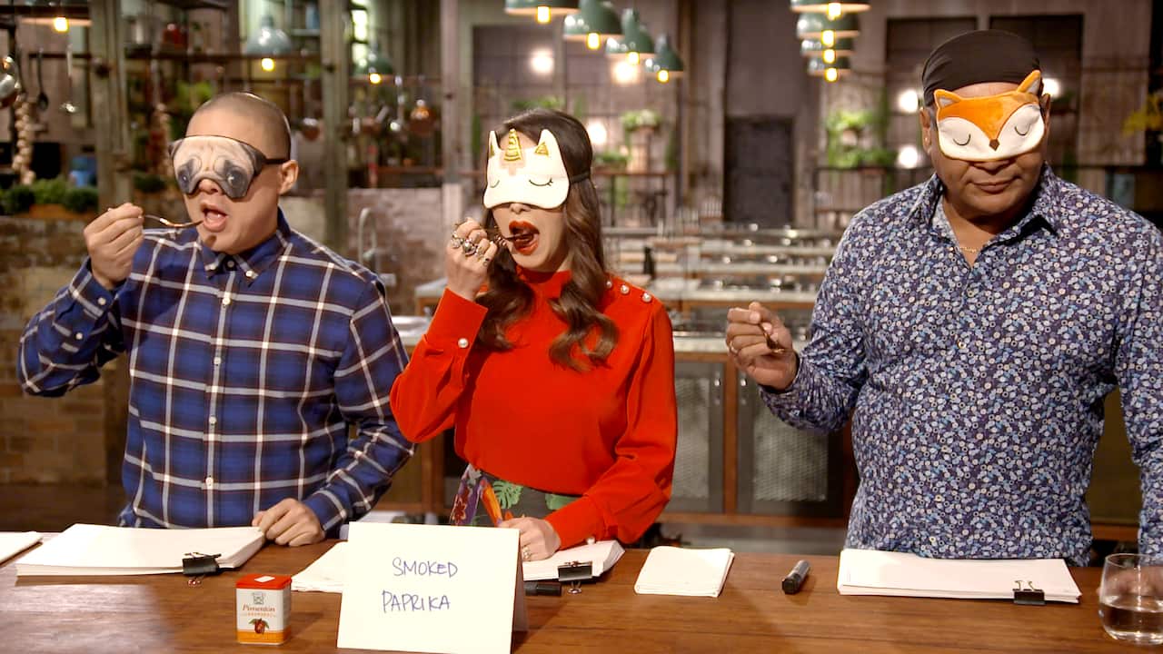 The Chefs' Line judges, ready to down a spoon of smoked paprika for your viewing entertainment! 