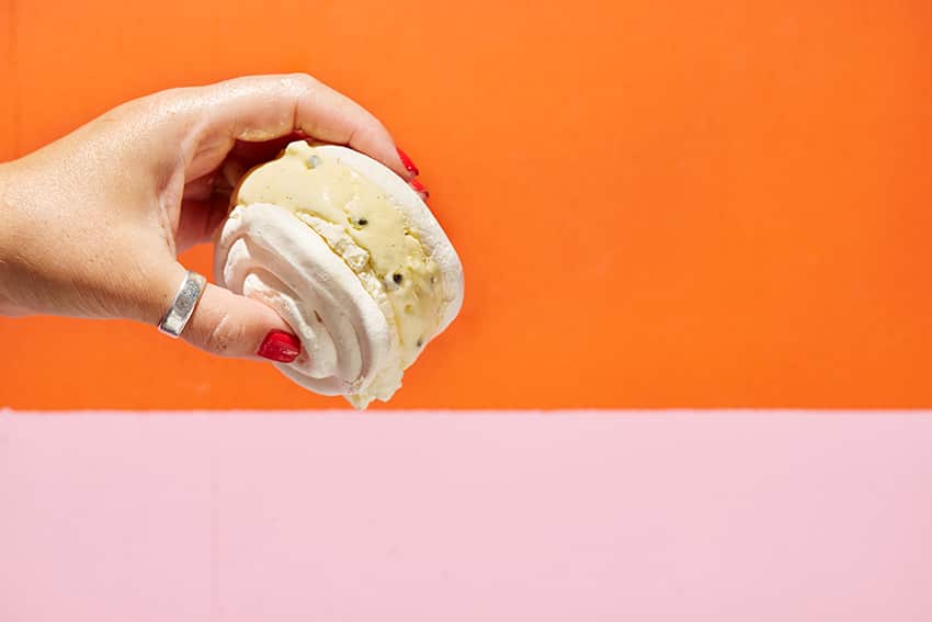 Passionfruit pavlova ice-cream sandwiches