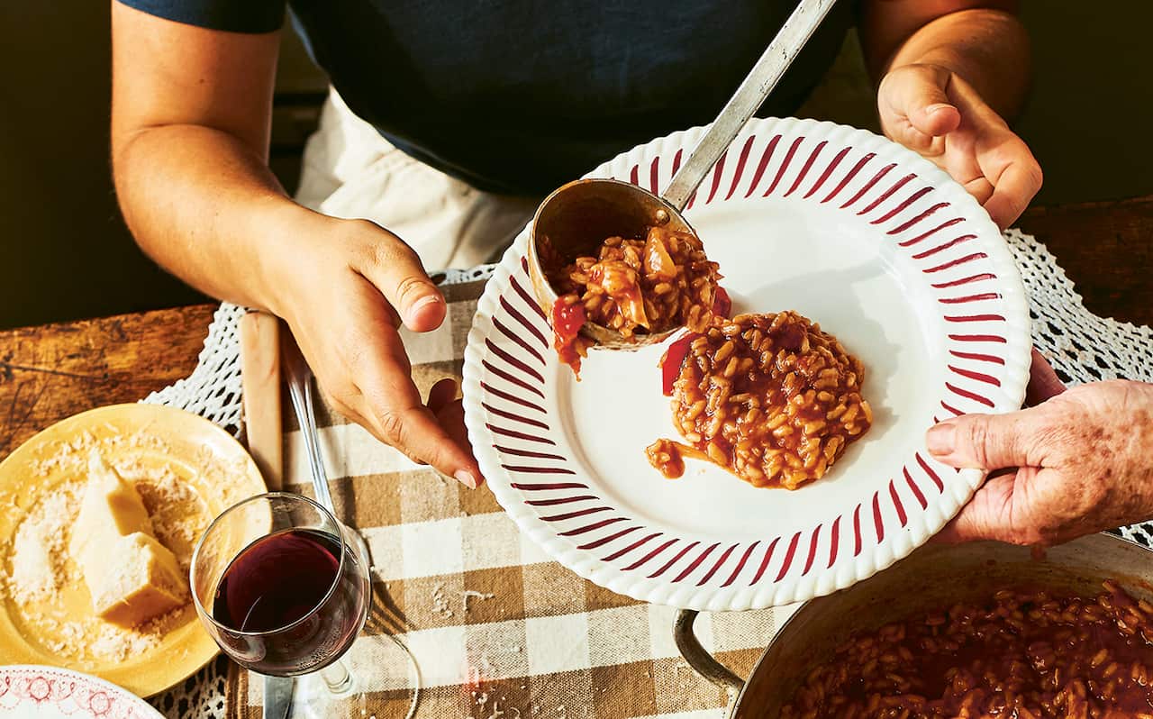 Carla’s risi e tochi (chicken stew risotto from the Veneto)