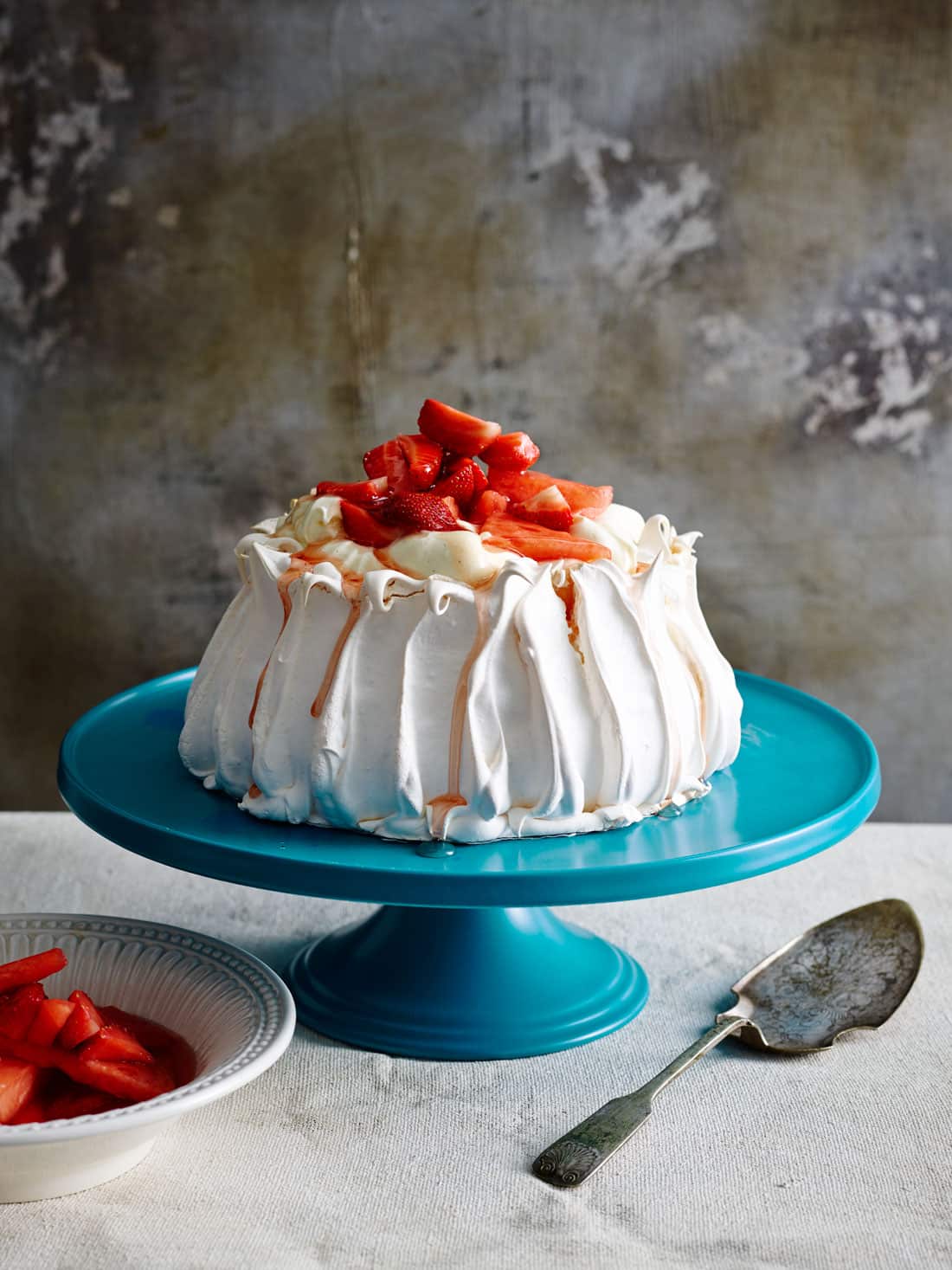 Pavolva with vanilla yoghurt, watermelon and strawberries