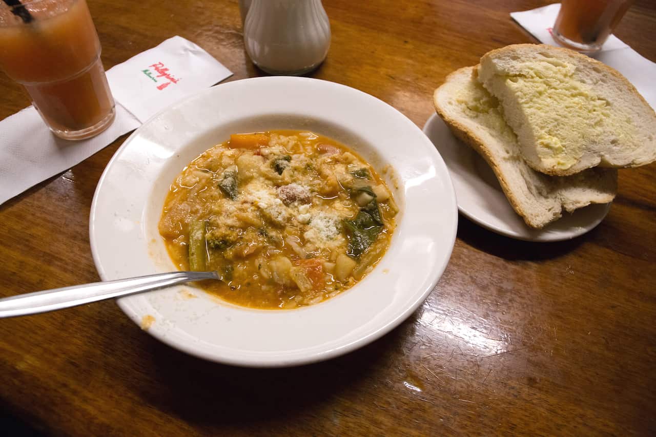 Pellegrinis minestrone and granita