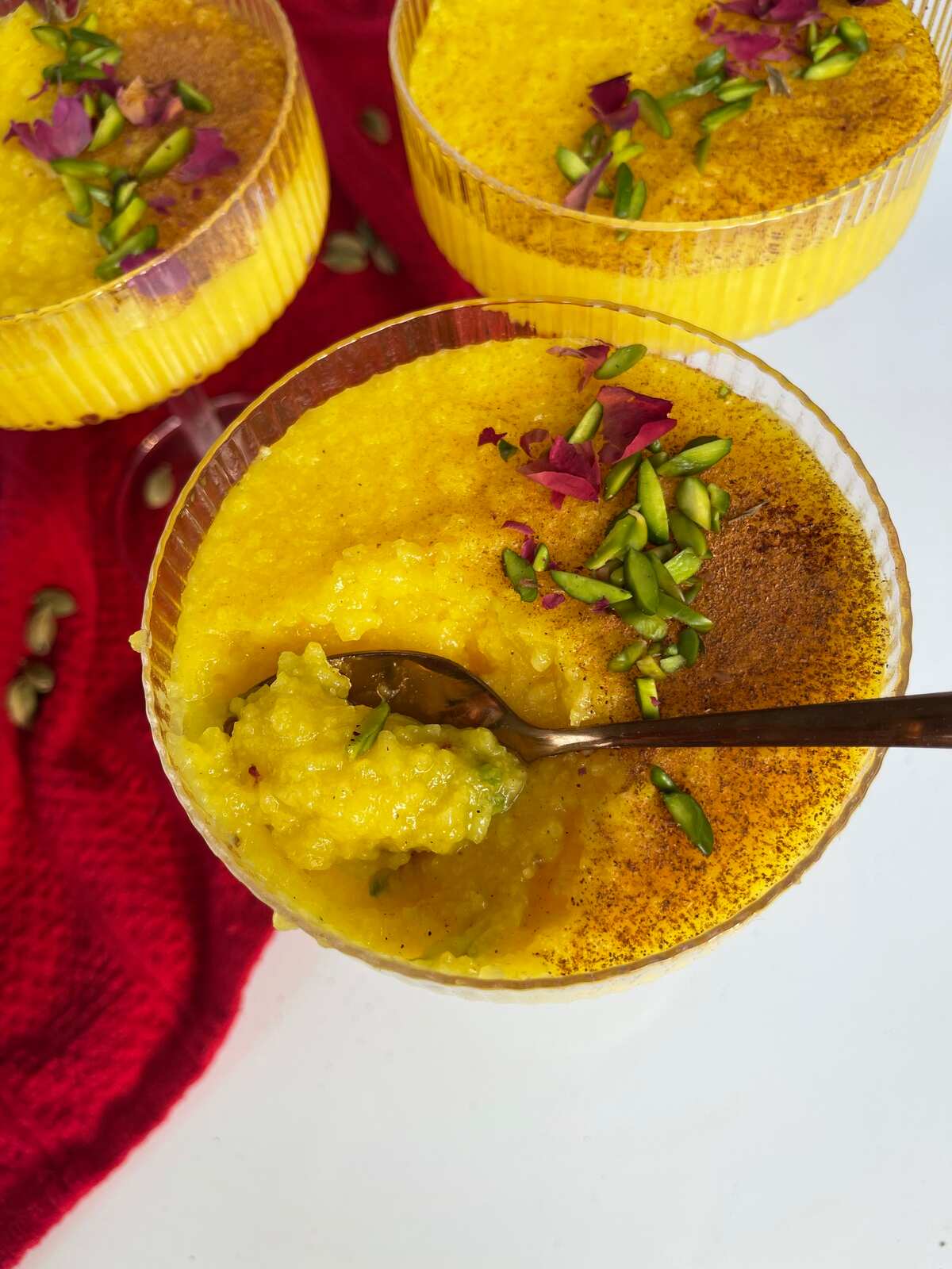 Sholeh zard or Persian saffron pudding