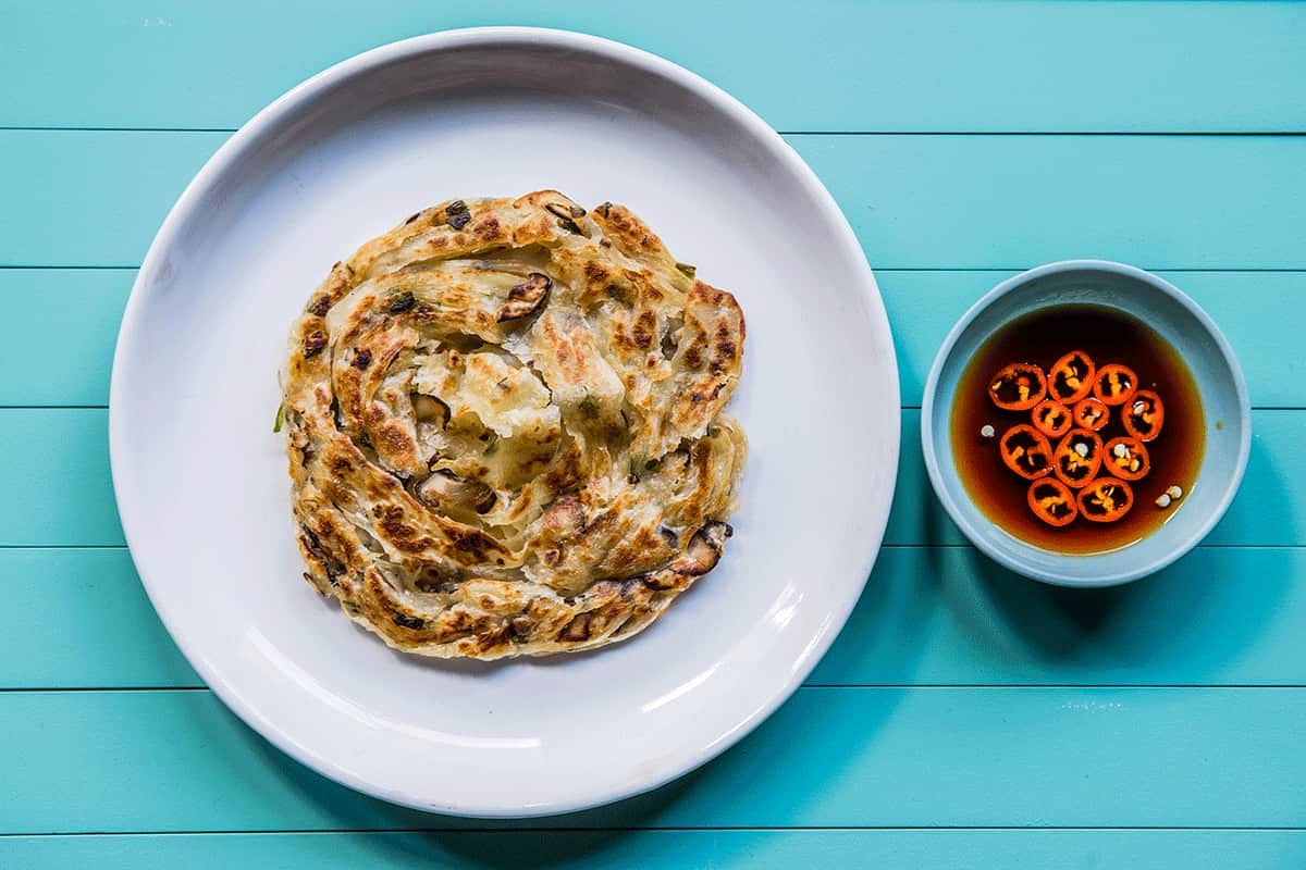 Scallion pancakes are on the all-day menu.