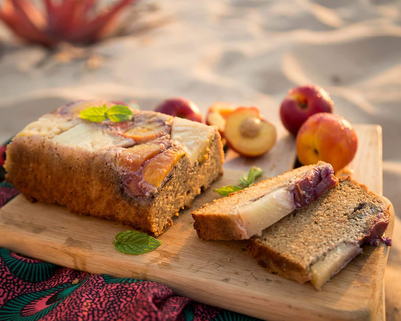 Pineapple and nectarine cashew nut cake