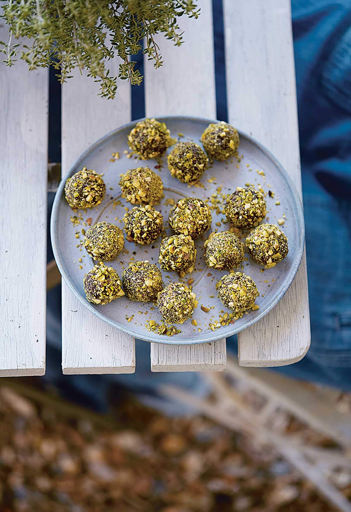 Pistachio and orange truffle bites