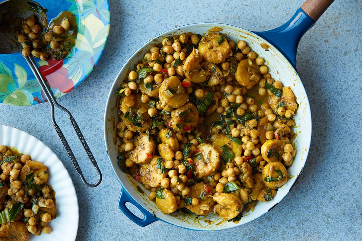 Plantain and chickpea curry