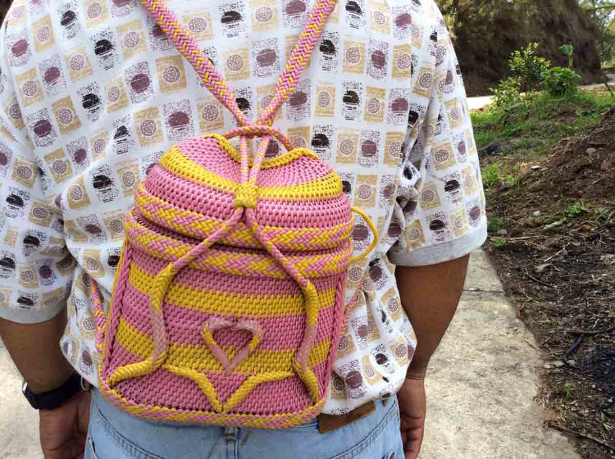 Backpack made from recycled plastic in the Philippines