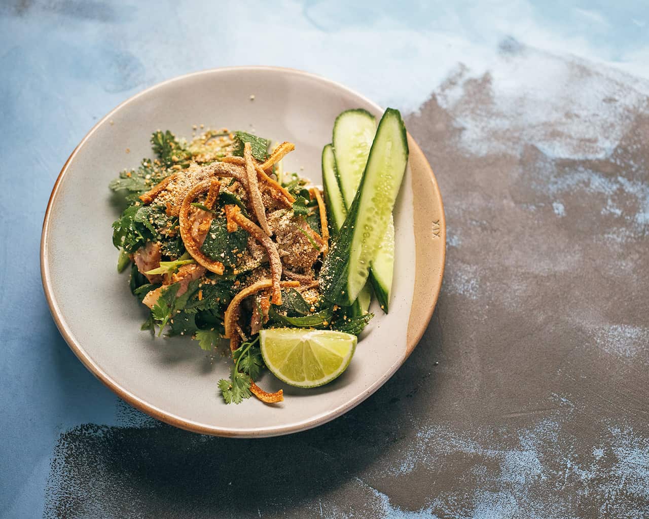 Grilled pork and herb salad