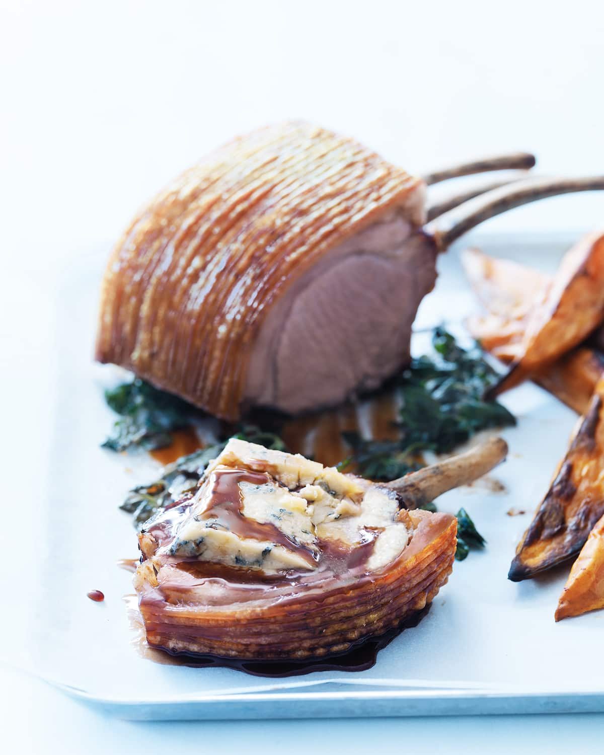 Pork loin with stilton and port and honey glaze