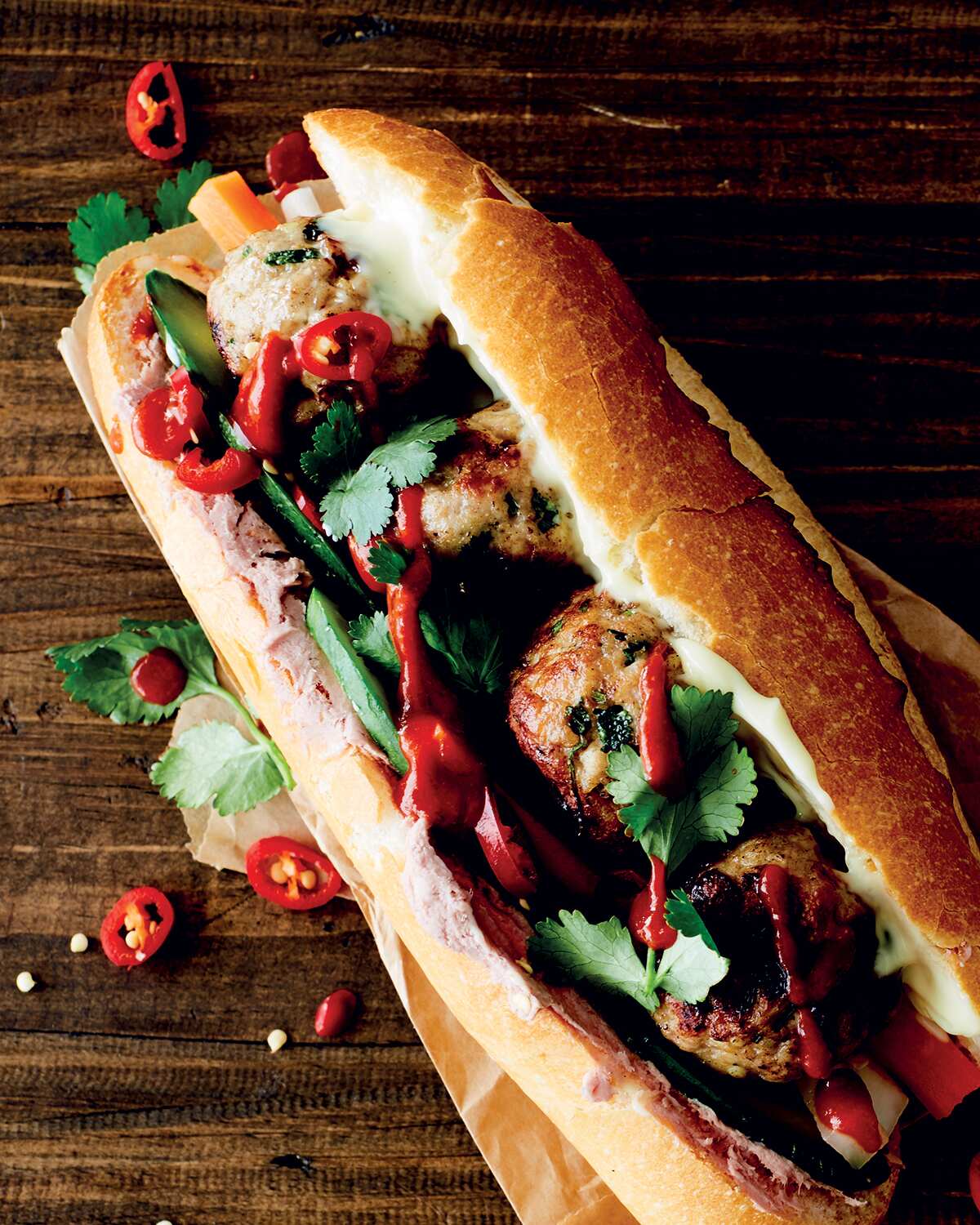 Pork meatball banh mi