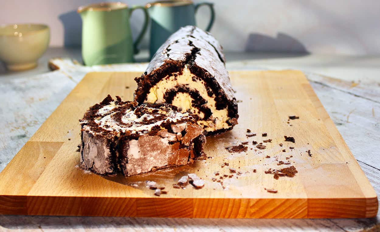 Chocolate peppermint roulade