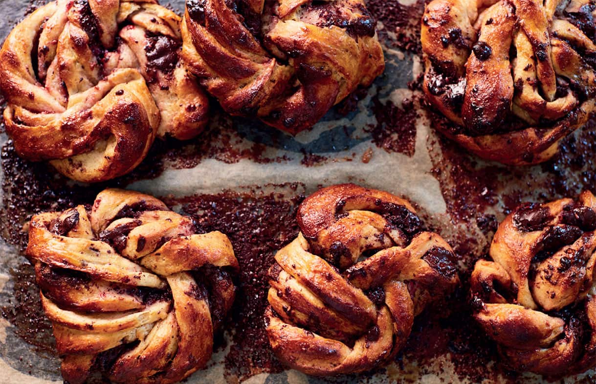 Rachel Khoo's raspberry jam and chocolate buns