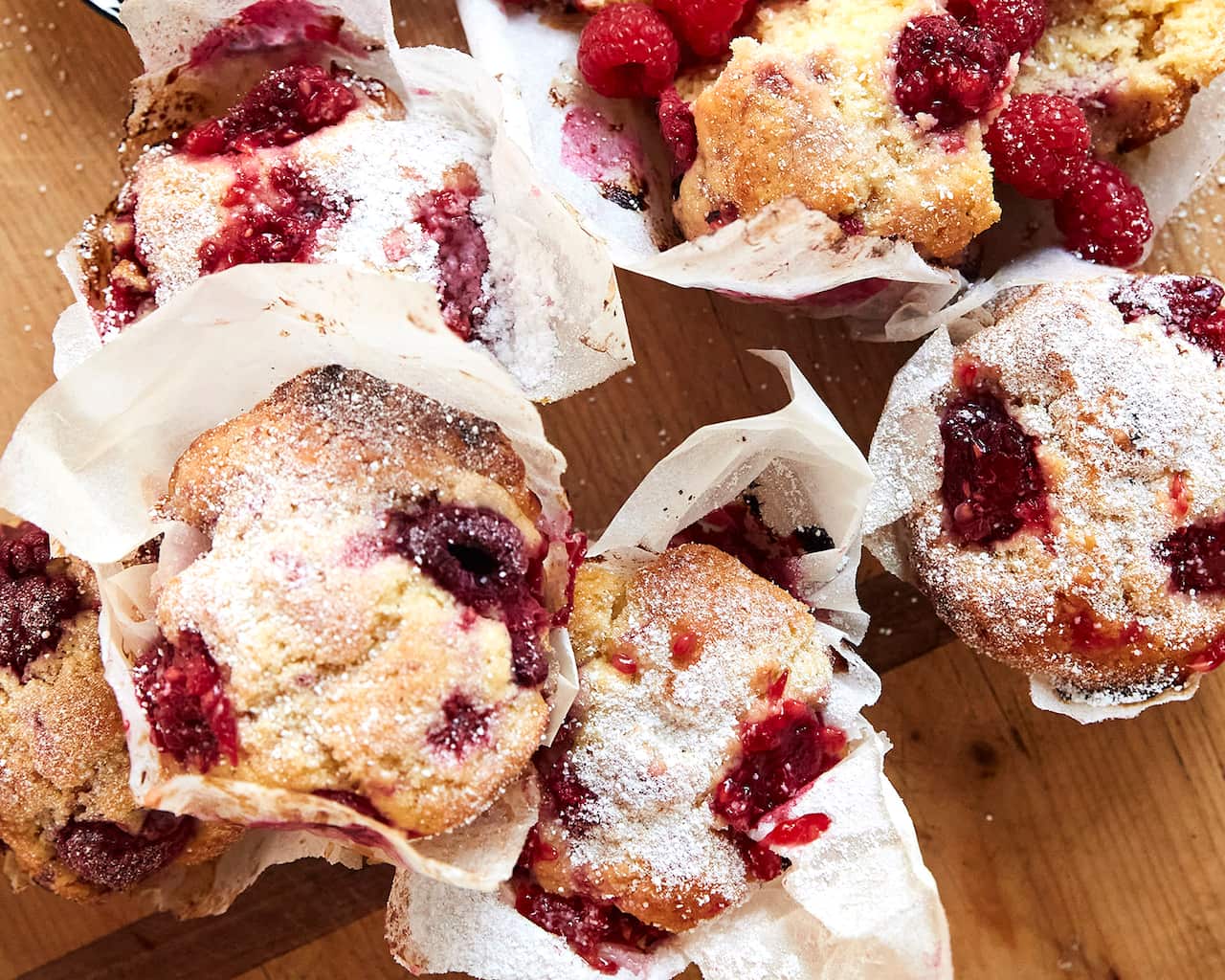 Raspberry-loaded muffins