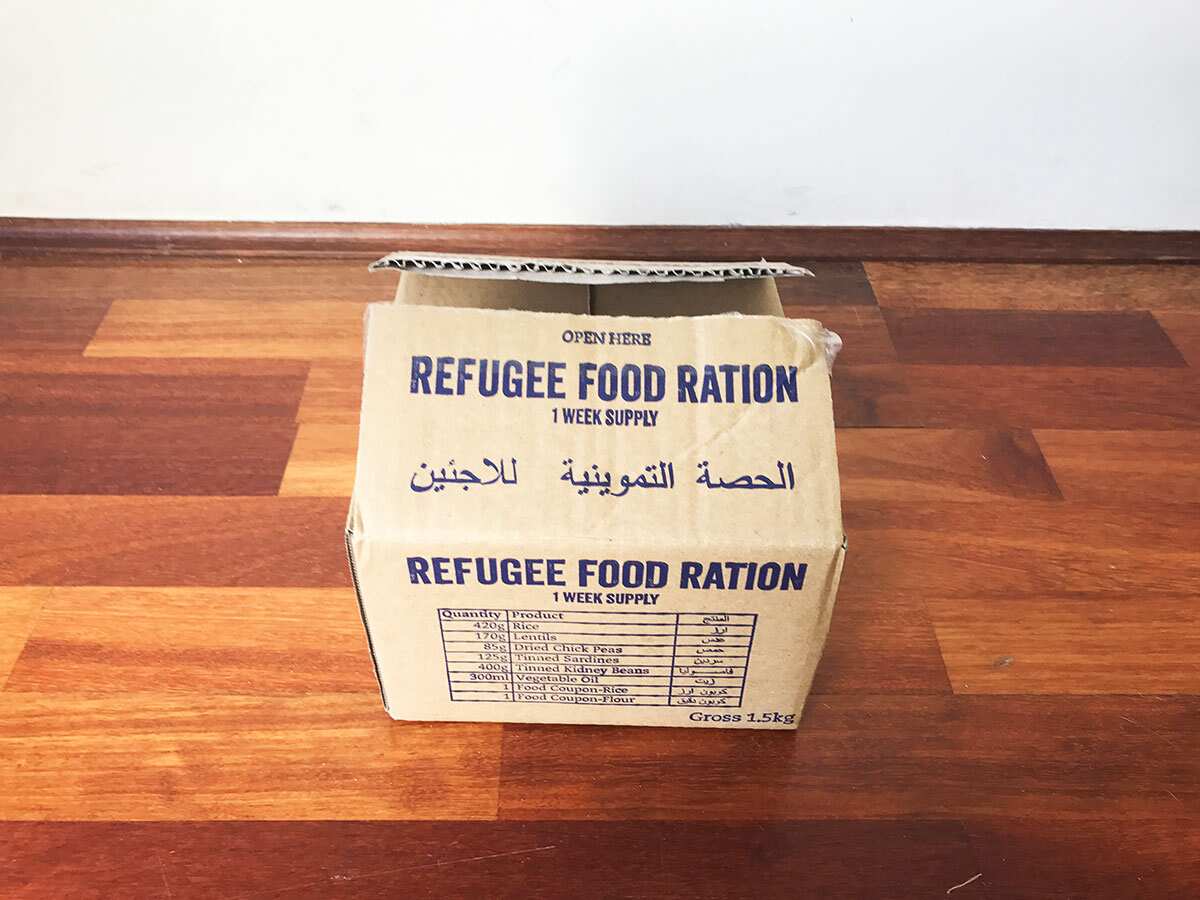Refugee food ration box