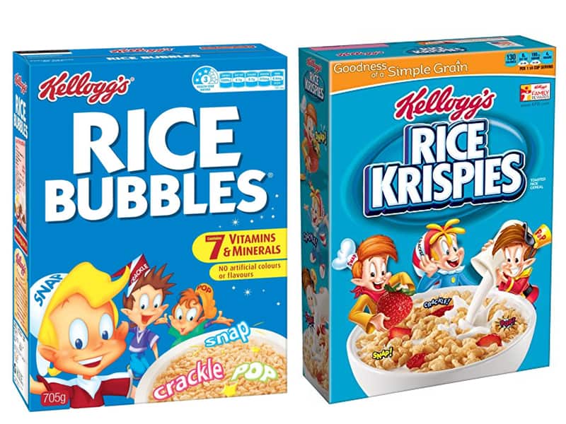 Rice Bubbles and Rice Krispies