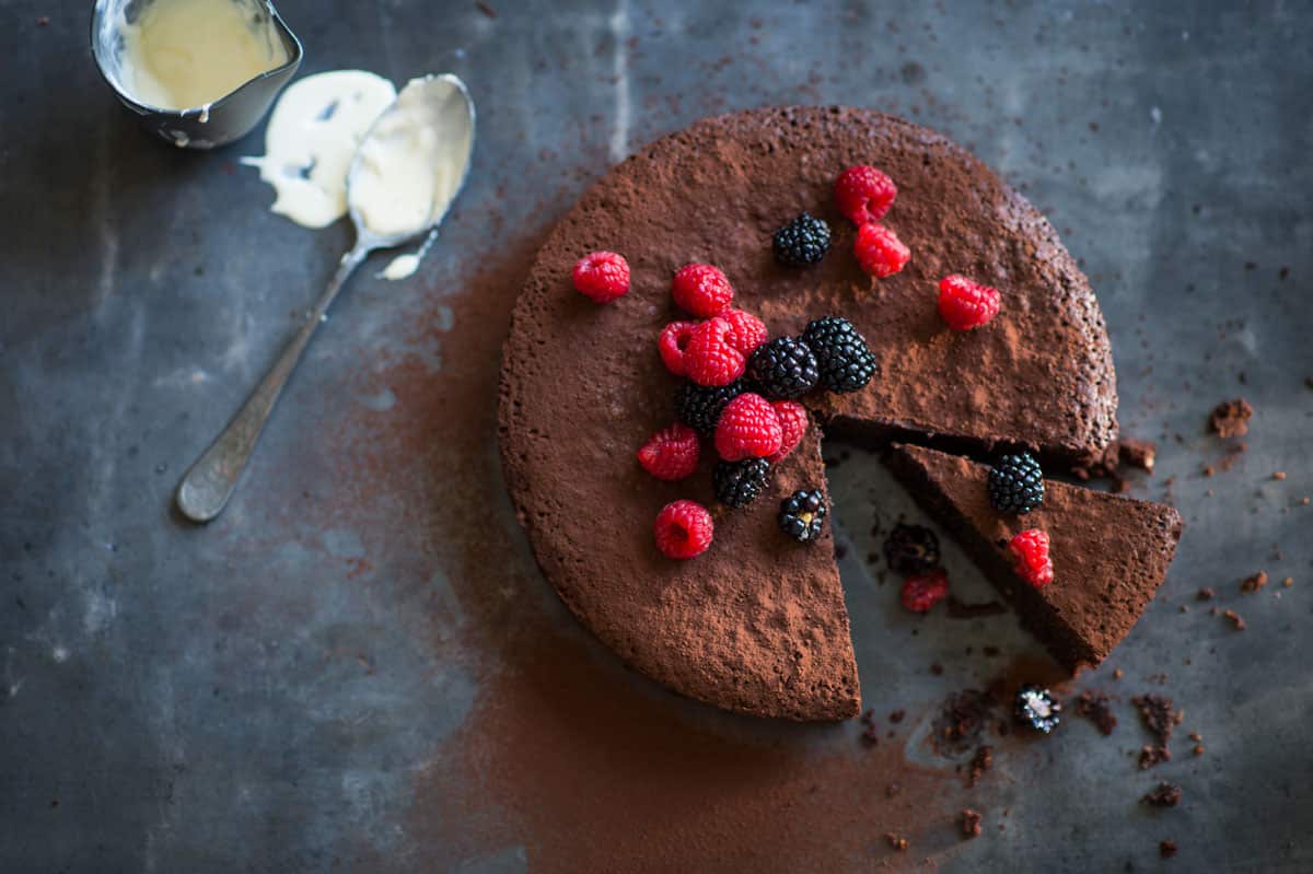 Rich flourless hazelnut chocolate cake