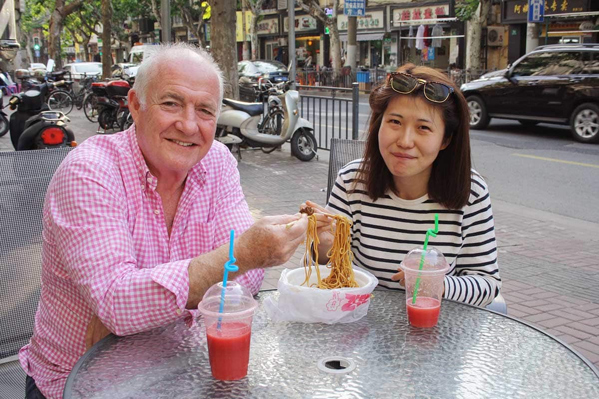 Rick Stein and his Shanghai companion, Jia Jia, enjoy the city’s traditional Pig Intestine Noodles