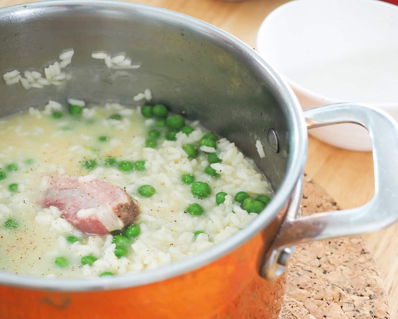 Risi e bisi (rice and peas) soup