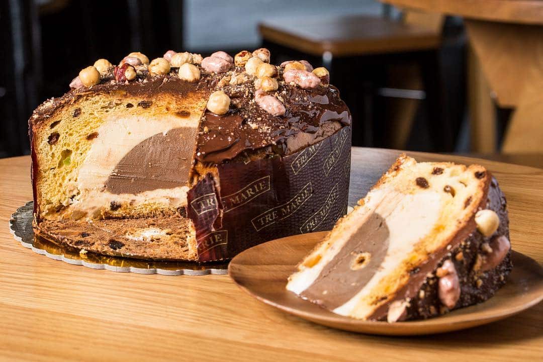 Panettone filled with gelato.