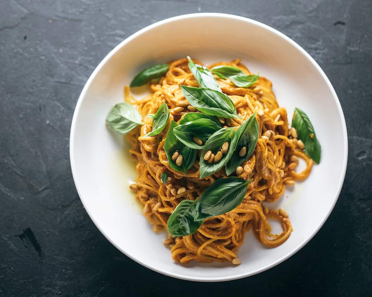Roast capsicum and olive oil pasta