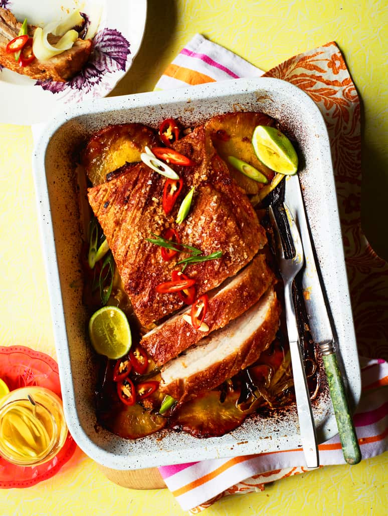Roasted pork belly with pickled green mango