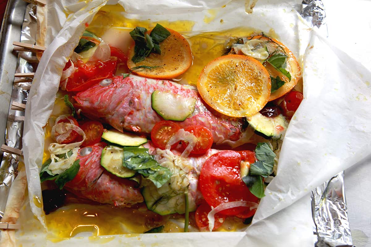 Paper-baked mullet (Rouget en papillote)