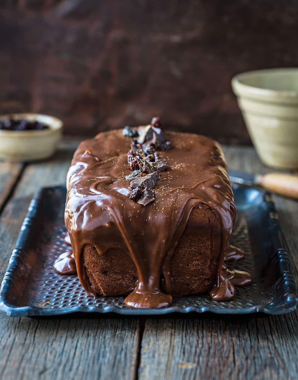 Rum and raisin chocolate cake