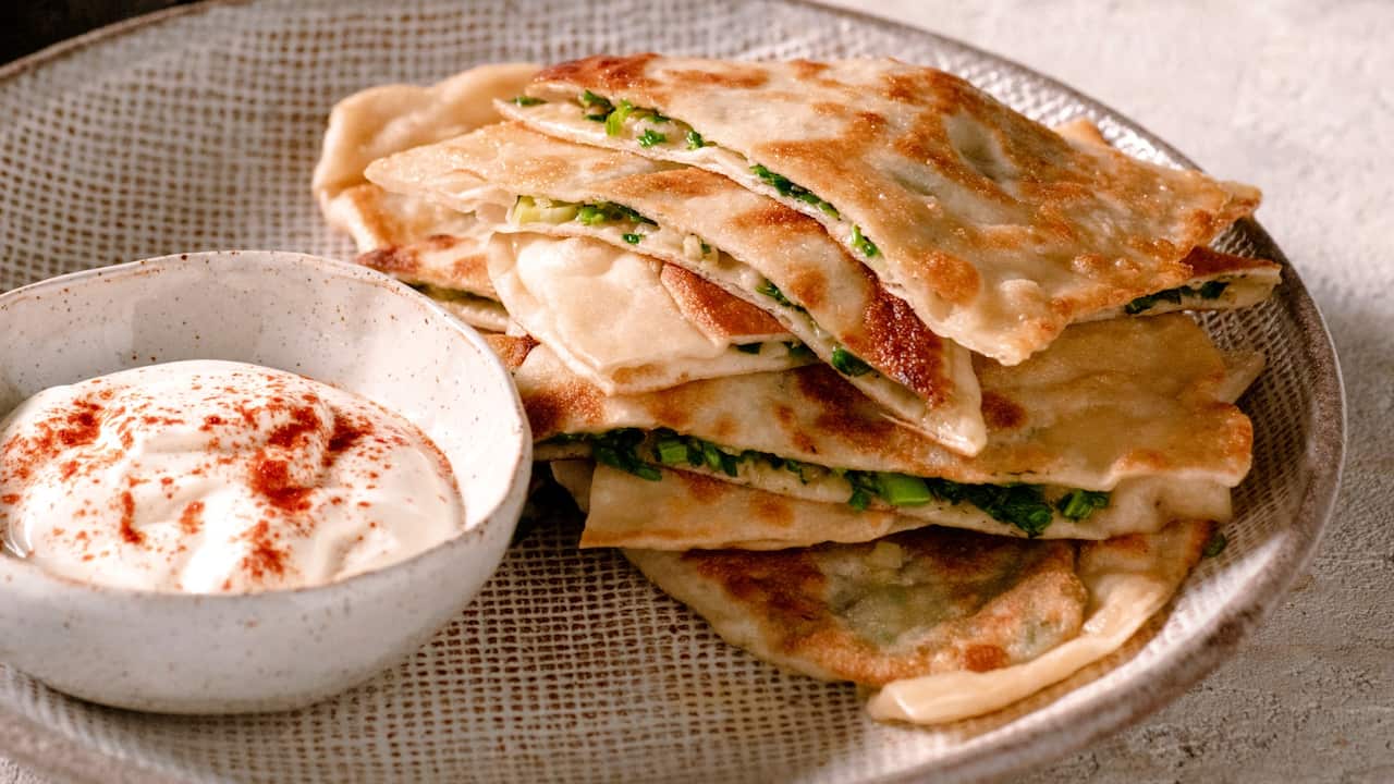 Bolani filled with garden vegetables