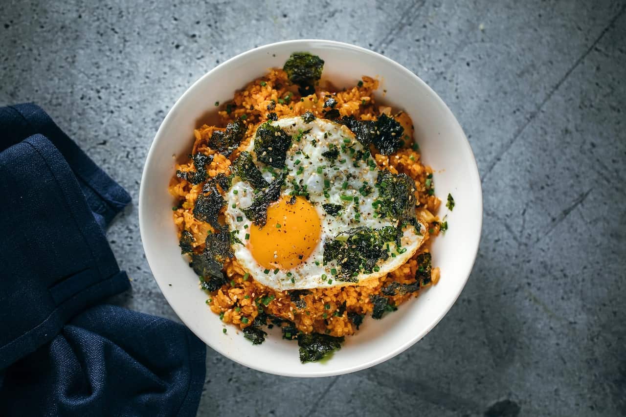 Kimchi and garlic butter fried rice