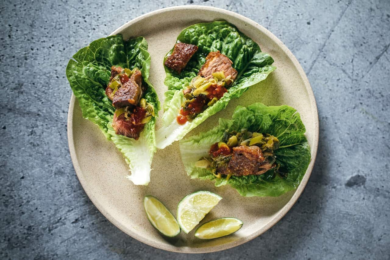 Ssam-style short ribs with shallot and ginger sauce