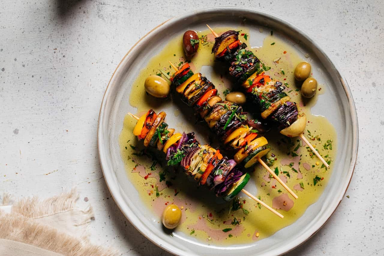 Marinated vegetable skewers 