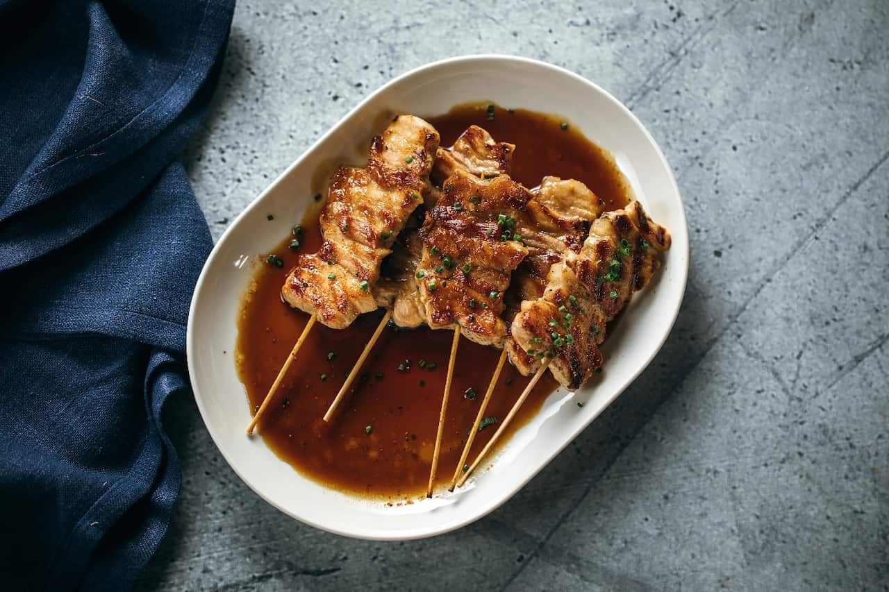 Ginger pork skewers
