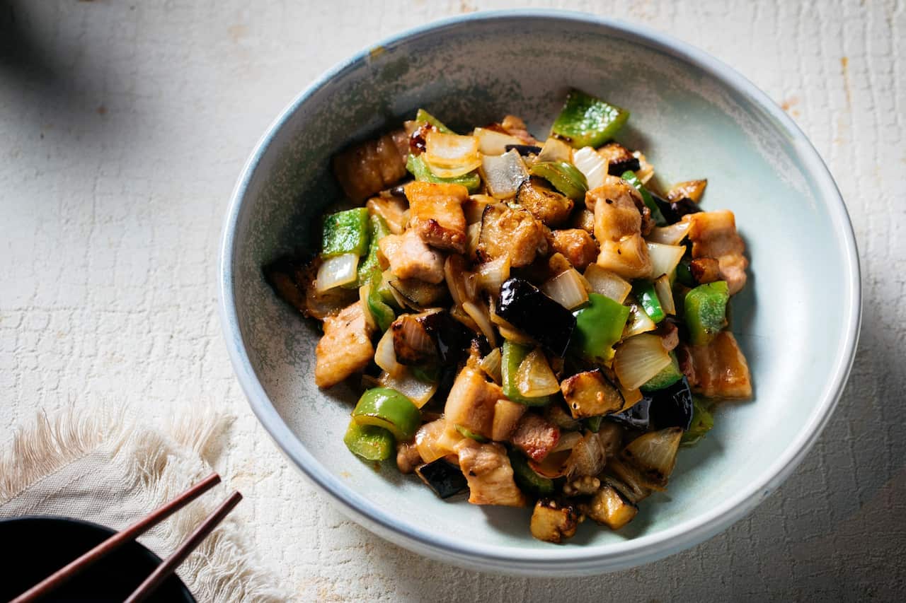 Miso pork and eggplant