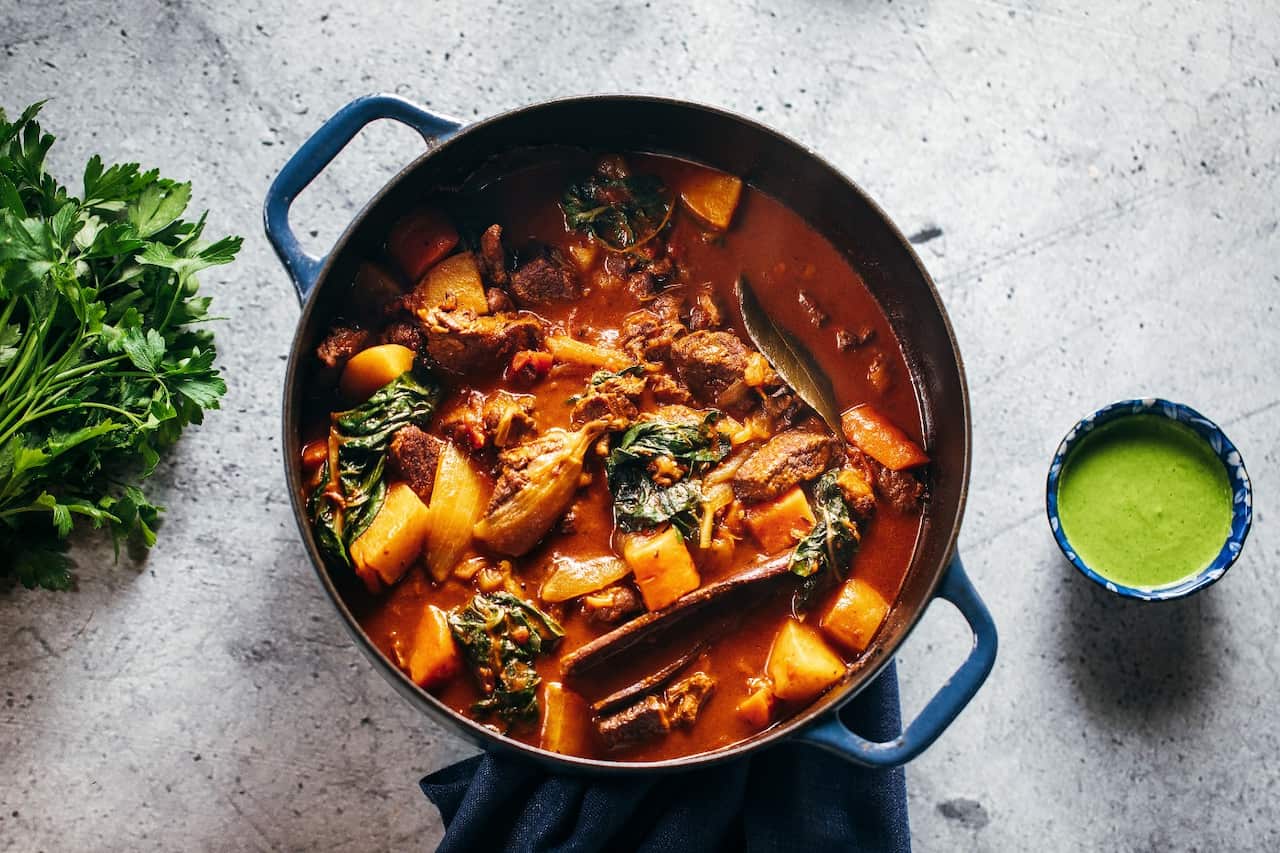 Winter beef and silverbeet stew